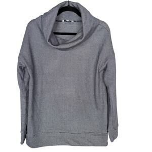 LL Bean Signature Womens Small S Blue White Striped Cowl Neck Sweatshirt Cotton